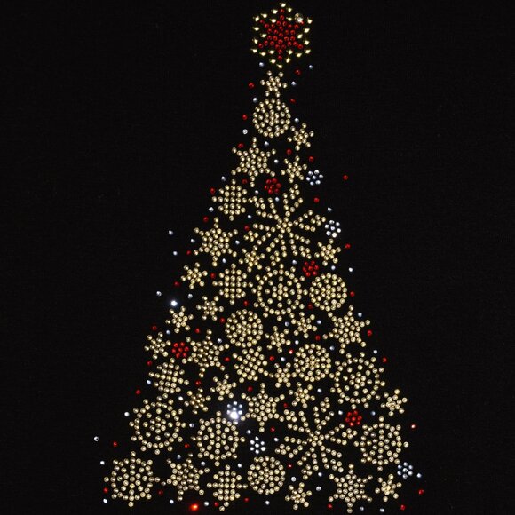 Christmas Tree Gold rhinestone long sleeved shirt XS S M L XL XXL 1X 2X 3X 4X 5X - Picture 4 of 9